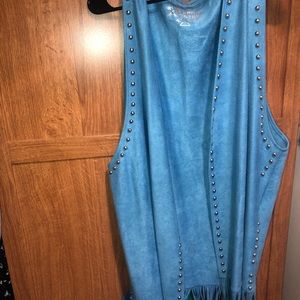 Teal Sleeveless cardigan